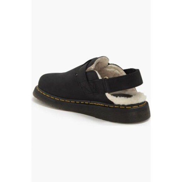 Dr. Martens Jorge II Clogs Black Faux Fur Lined Leather Slingback Mules - Picture 2 of 8